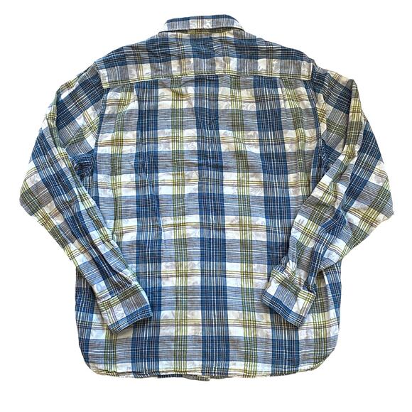 Tommy Bahama Shirt Mens Size Large Blue Plaid Flip Cuffs Button Up Long Sleeve - Picture 3 of 10